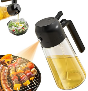 2-in-1 Oil Dispenser & Sprayer - 16oz Glass Olive Oil Mister for Cooking & BBQ