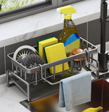 All-in-One Kitchen Sink Organizer: Sponge, Brush Holder, Soap Dispenser & Dish Cloth Hanger