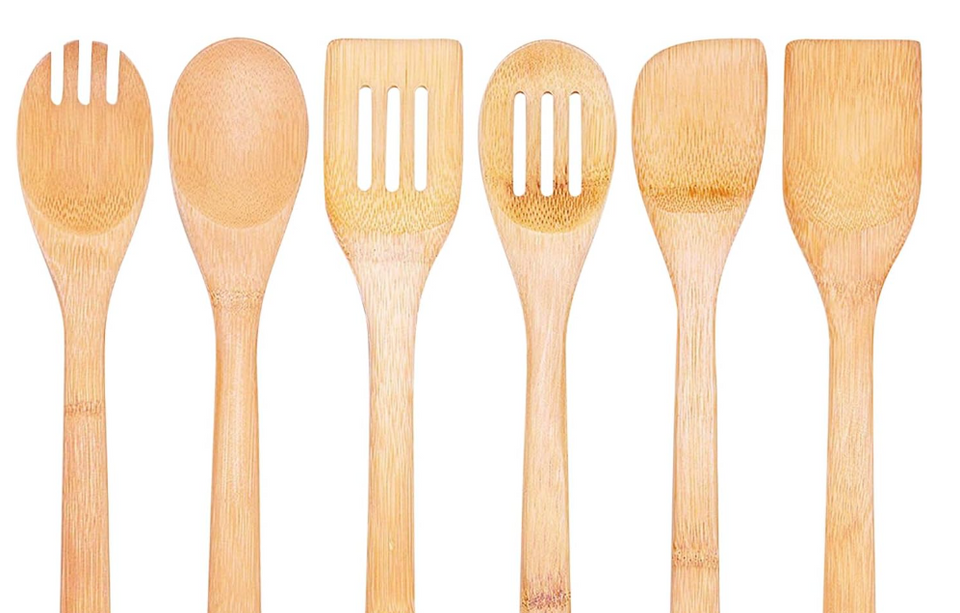 Wooden Cooking Spoons Set – Premium Nonstick Wooden Utensils, 6-Piece Wood Spatula Set for Cooking and Stirring