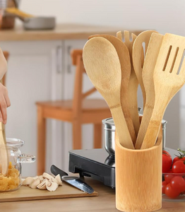 Wooden Cooking Spoons Set – Premium Nonstick Wooden Utensils, 6-Piece Wood Spatula Set for Cooking and Stirring