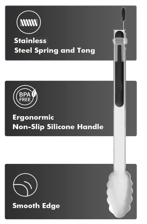 Durable Stainless Steel Tongs for Cooking and Serving