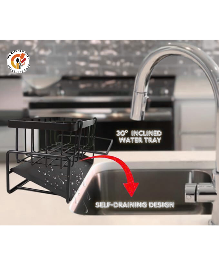 All-in-One Kitchen Sink Organizer: Sponge, Brush Holder, Soap Dispenser & Dish Cloth Hanger
