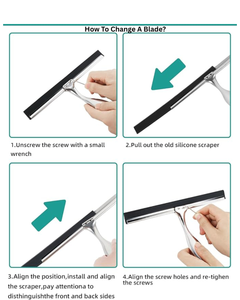Durable Window Blade for Streak-Free Cleaning with 2 Adhesive Hooks