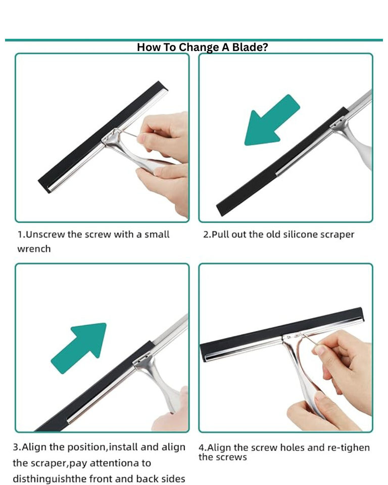 Durable Window Blade for Streak-Free Cleaning with 2 Adhesive Hooks