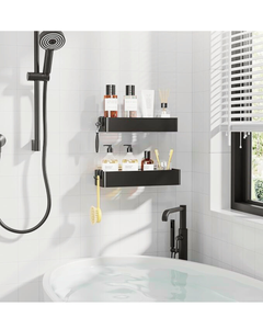 Over-the-Showerhead Organizer – Rustproof Bathroom Storage Rack with Hooks & Shelves