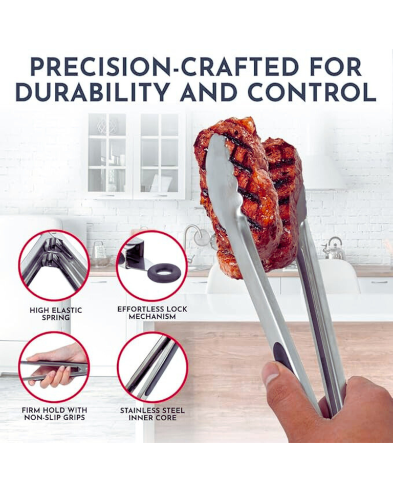 Durable Stainless Steel Tongs for Cooking and Serving