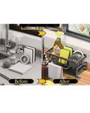 All-in-One Kitchen Sink Organizer: Sponge, Brush Holder, Soap Dispenser & Dish Cloth Hanger